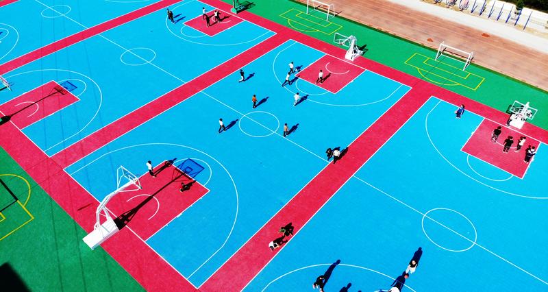 宁夏兴隆中学篮球场拼装运动地板工程案例